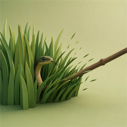رسم توضيحي Stomp the grass to scare the snake