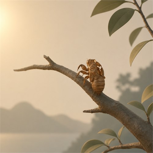Illustration de Slough off the cicada's golden shell
