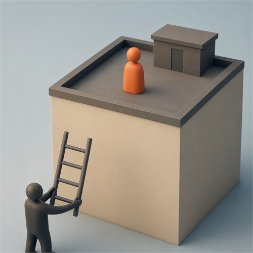 Remove the ladder after the enemy climbs up-Illustration